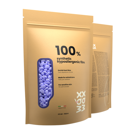 Orchid hard wax bead pouches included in the professional waxing kit