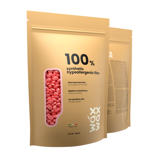Pink Pearl hard wax bead pouches included in the professional waxing kit