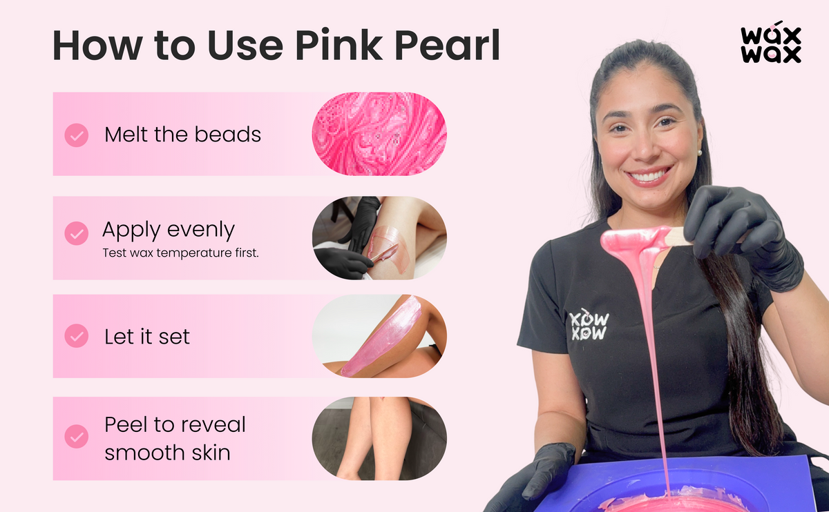 How to use the Beauty Essentials Kit: melt the beads, apply evenly, let it set, peel to reveal smooth skin