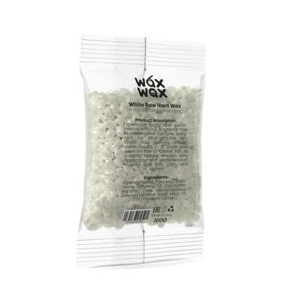 White Raw fragrance-free hard wax 100 g sample pouch
