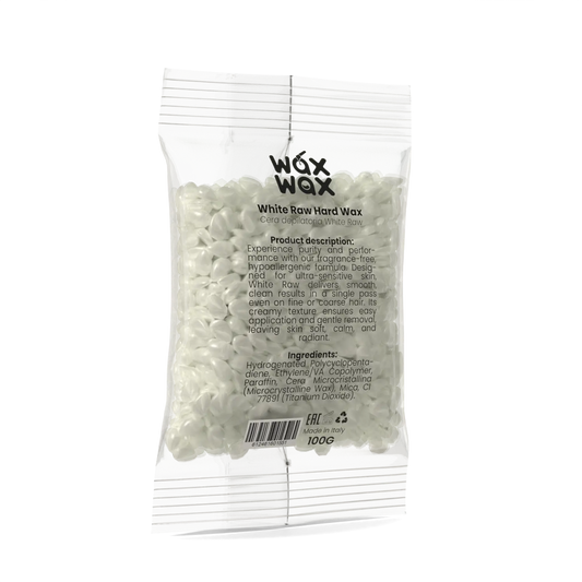 White Raw fragrance-free hard wax 100 g sample pouch