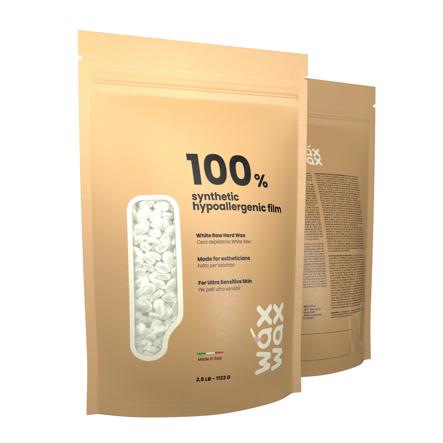 White Raw Hard Wax Beads-Fragrance - Free by Wax Wax for Ultra Sensitive Skin