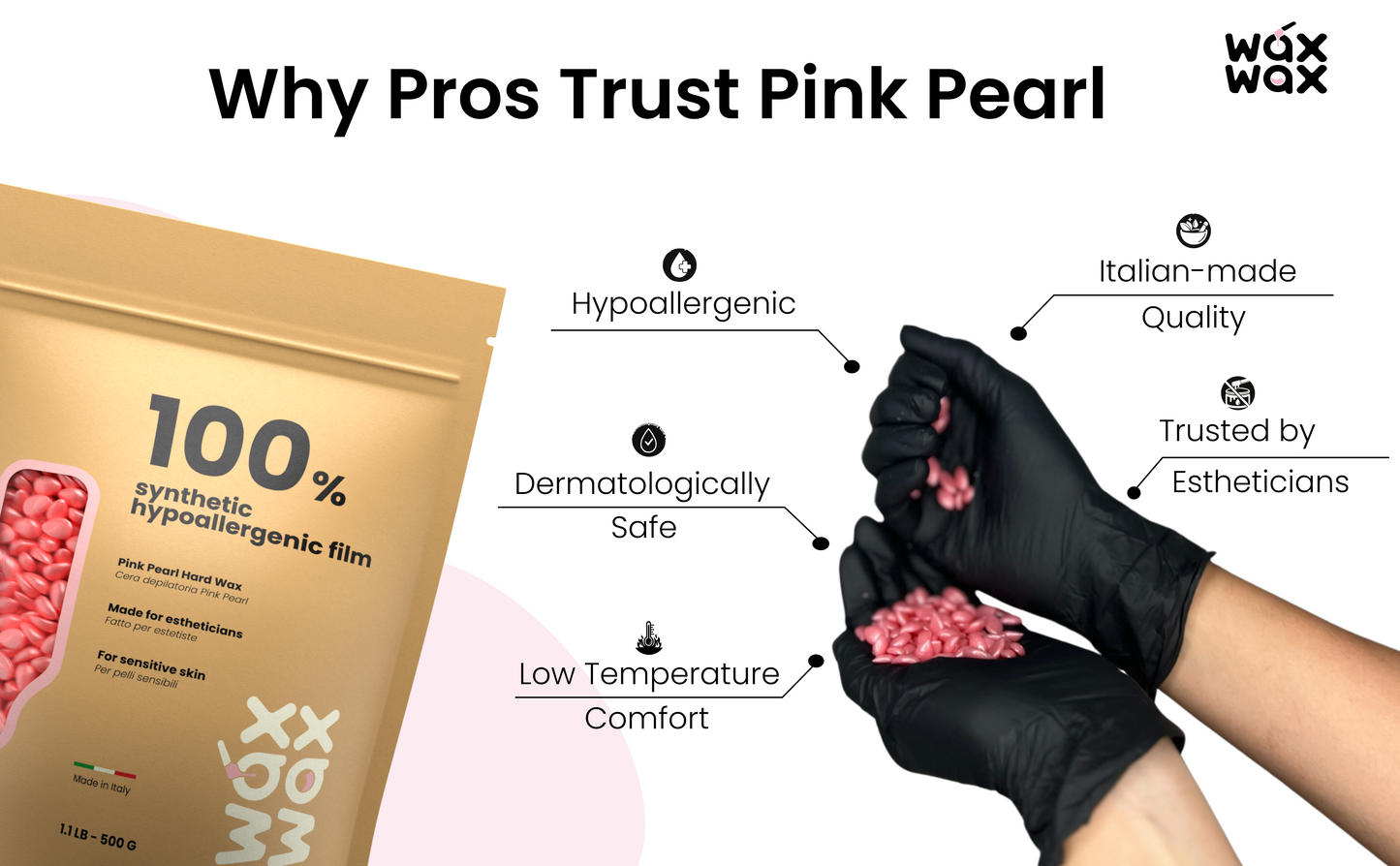 Pink Pearl Hypoallergenic Hard Wax Beads – For Sensitive Skin by Wax Wax