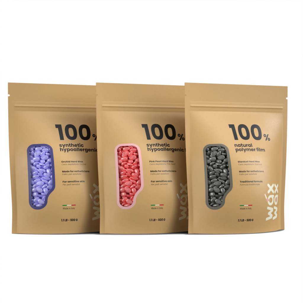 Trío de muestras de cera dura: Perla rosa, orquídea y polvo de estrellas de Wax Wax