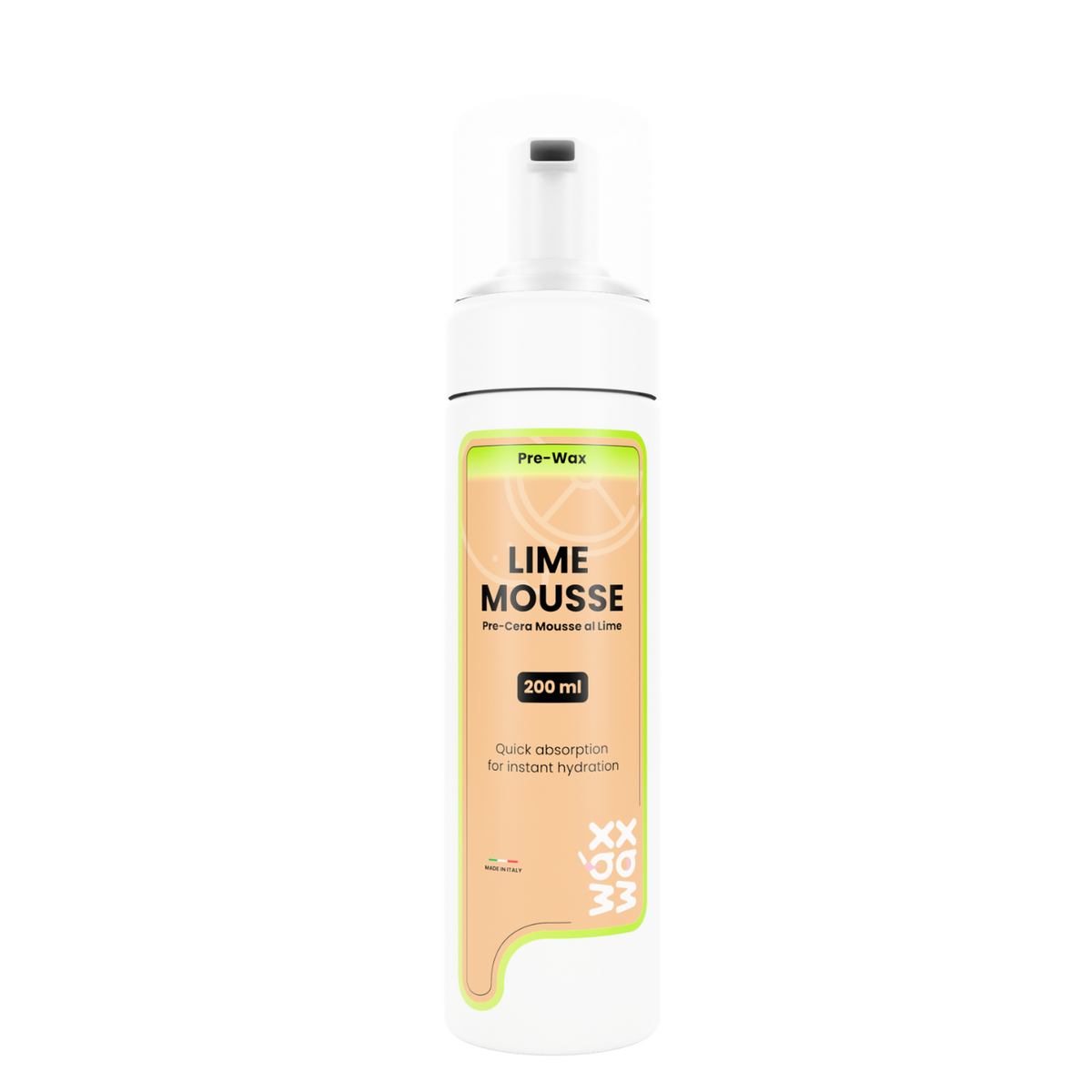 Lime Mousse pre-wax cleanser foam bottle, included in the Super Heavy Duty Waxing Kit