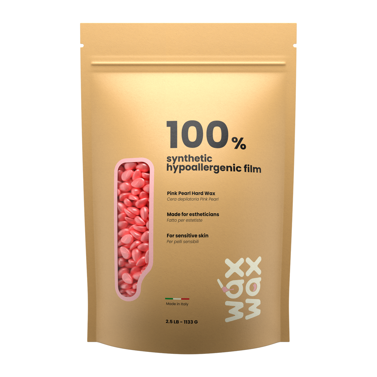 Pink Pearl fragrance-free hard wax beads pouch, included in the Super Heavy Duty Waxing Kit