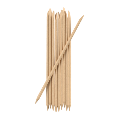 100 angled 4.5 inch wooden eyebrow wax sticks for precise brow shaping, included in the Portable Waxing Kit