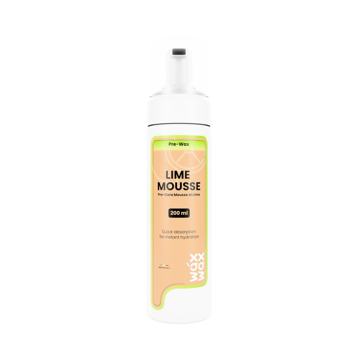 Pre-Wax Lime Mousse foam bottle included in the Brazilian wax kit