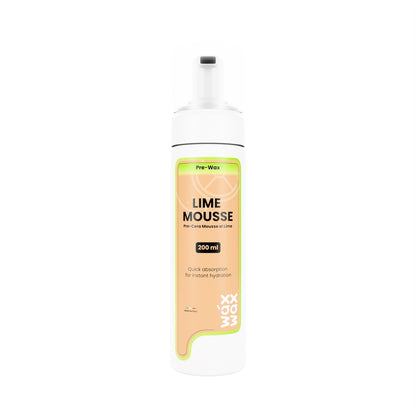 Pre-Wax Lime Mousse foam bottle included in the Brazilian wax kit